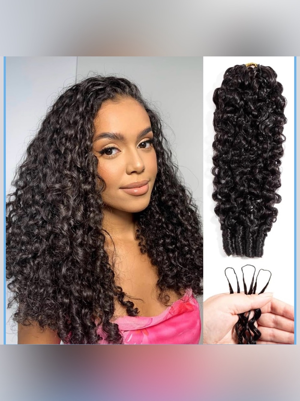 Miracle Knots Crochet Human Hair Burmese Curly Black 16 Inch 55g Pre-Separated